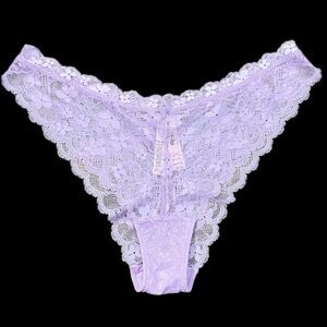 Victorias Secret Dream Angels Floral Lace Itsy Mini Panty Purple Xlarge